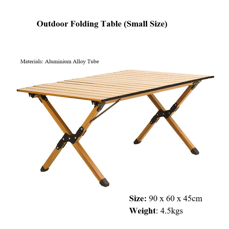 FCZ001 Outdoor Folding Table Convenient Camping Table & Chair Camping Dining Table Imitation Wood Grain Full Aluminum Alloy Egg Roll Table 