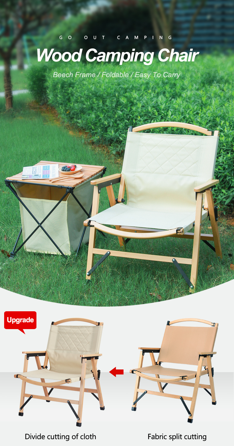 FCY003 Outdoor Furniture Beech Detachable Picnic Portable Wood Folding Camping Lounge Beach Chair