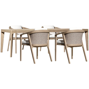 Teakwood Rattan Wicker Hotel Garden Dining Table and Chair Set - Patio Furniture | Shinlin Outdoor Dining Set CZ024