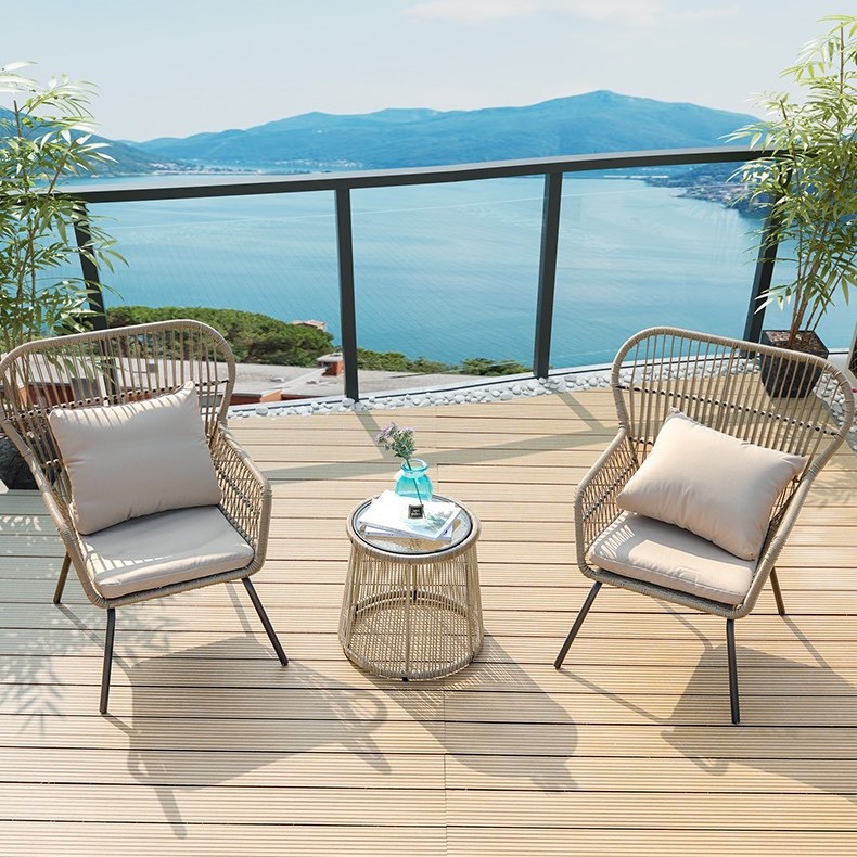 Balcony Small Table & Chair Set Nordic Outdoor Garden Courtyard Clubhouse Lounge Chairs KF003