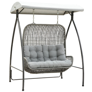 D006 Rattan Wicker Double Seat Outdoor Garden Swing Chair with Canopy