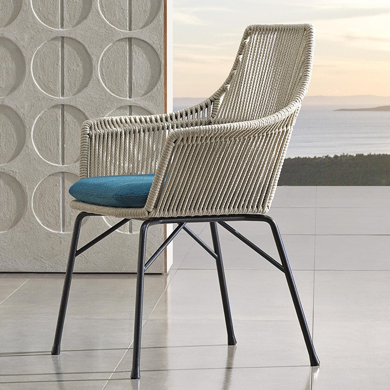 Rope Weaving Patio Chairs Hotel Restaurant Outdoor Garden Dining Chairs Aluminum Rope Dining Set CZ027