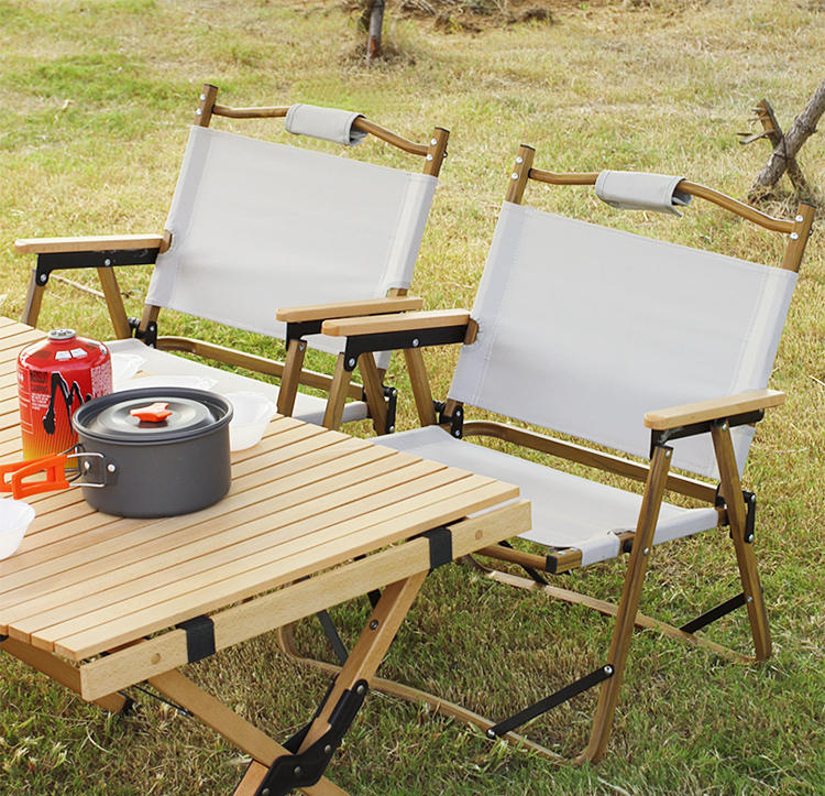 FCY003-B Outdoor Portable Wood Grain Aluminum Frame Folding Camping Low Chair Beach Chairs