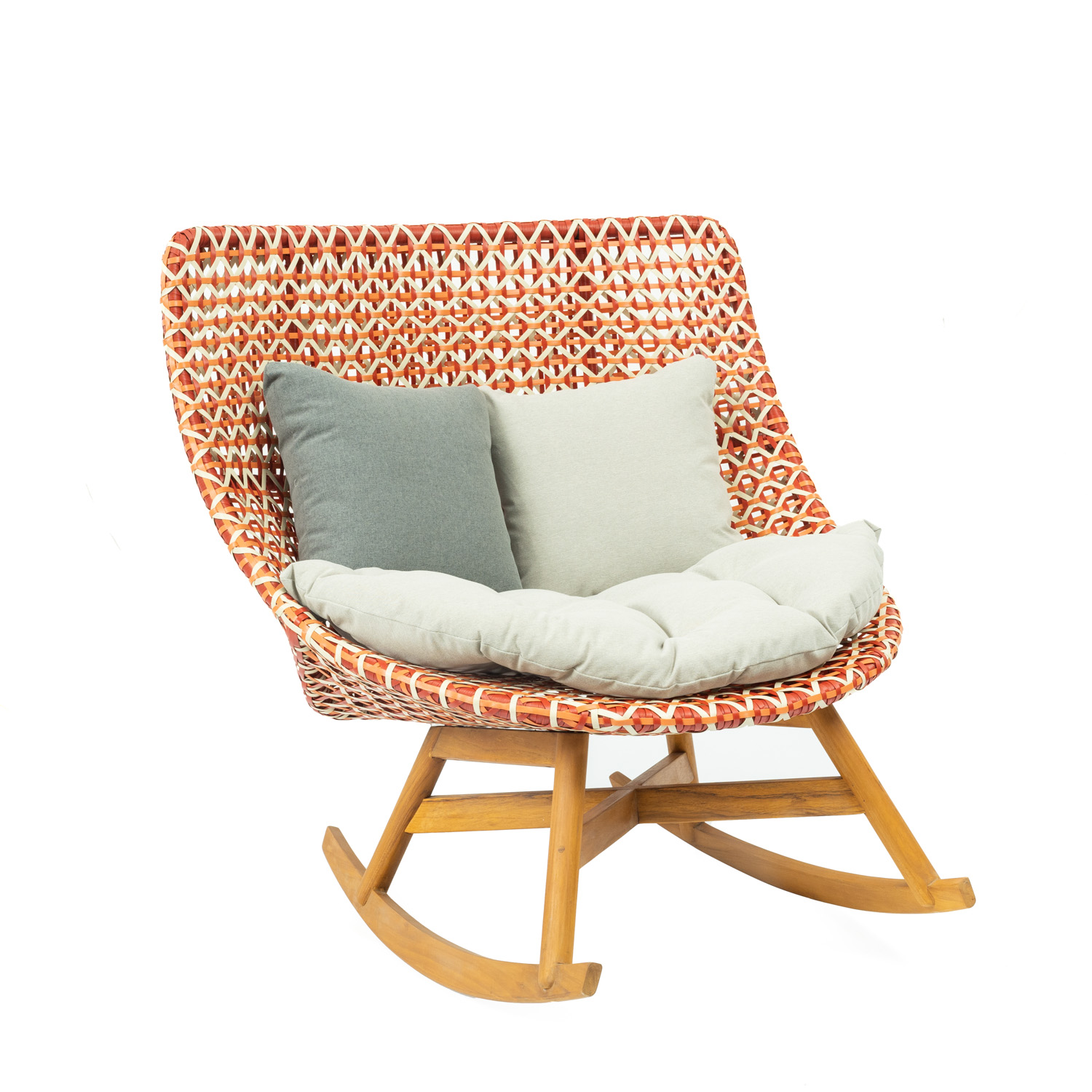 Shinlin Patio Rattan Rocking Chair Armless Chair with Cushion Pillow | Shinlin Garden Chairs KF007