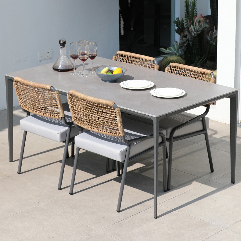 Aluminium Frame with Rope Weave Garden Dining Set - Outdoor Furniture | Shinlin Patio Dining Set CZ016