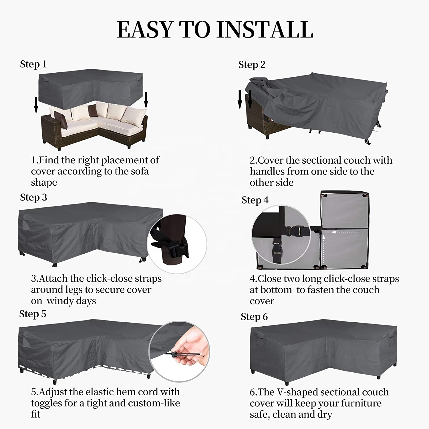 L Shape Waterproof Loveseat Furniture Covers Garden Furniture Covers