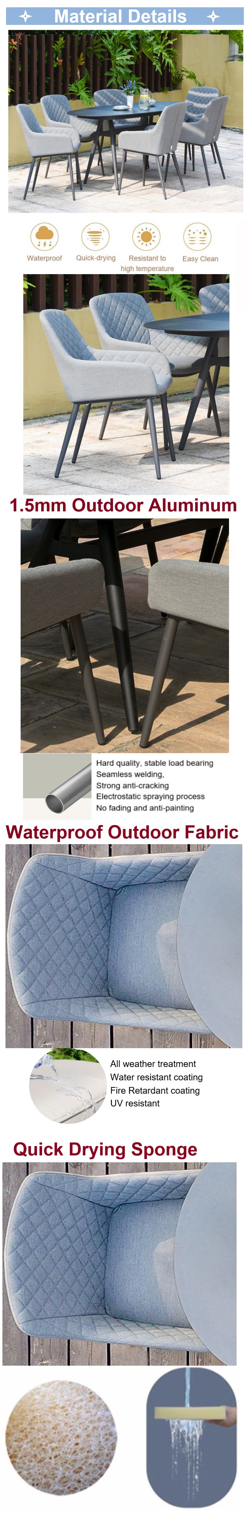 All Weather Fabric Garden Dining Chairs Outdoor Furniture Shinlin