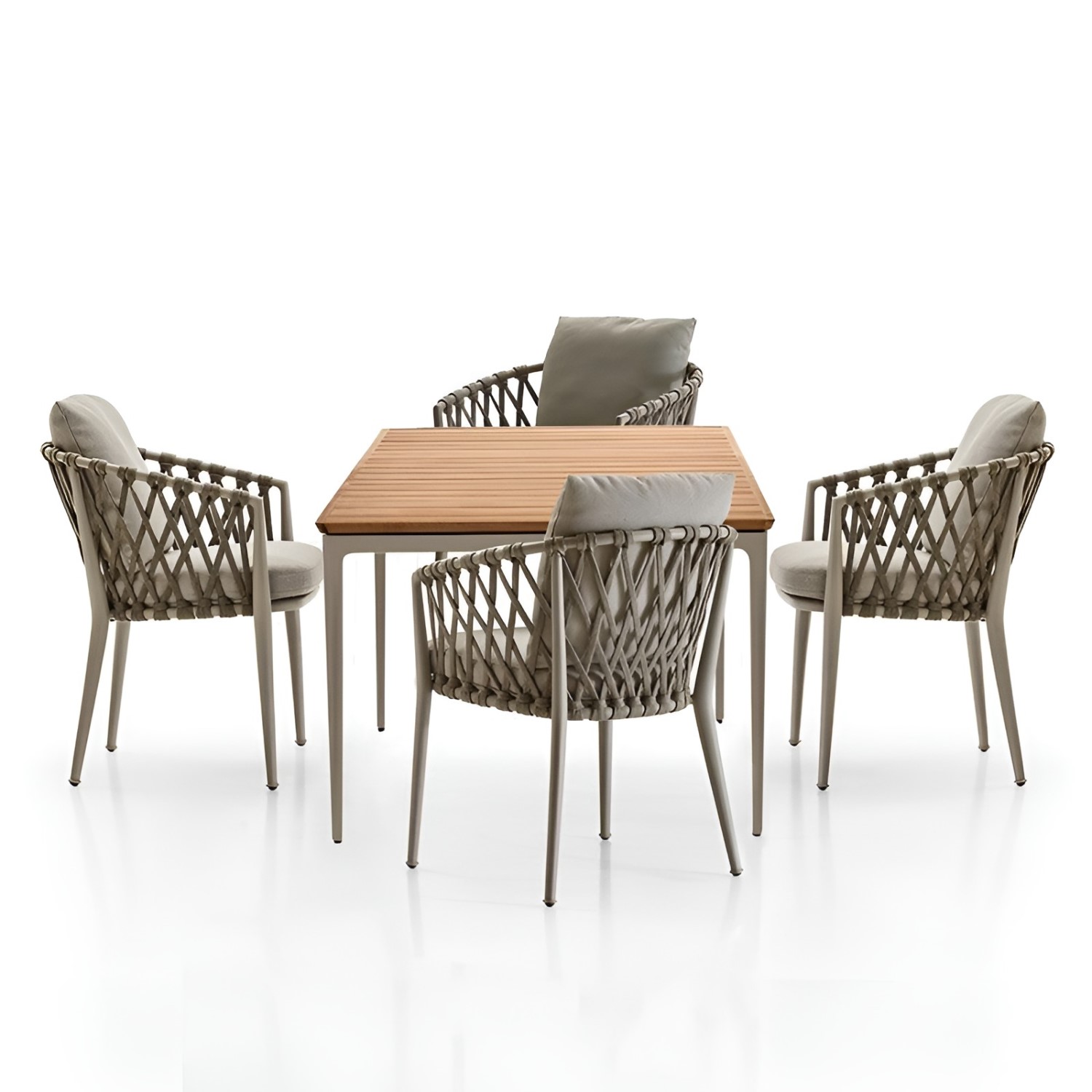 CZ014 Simple Design Outdoor Rope Weaving Dining Table Chair Set