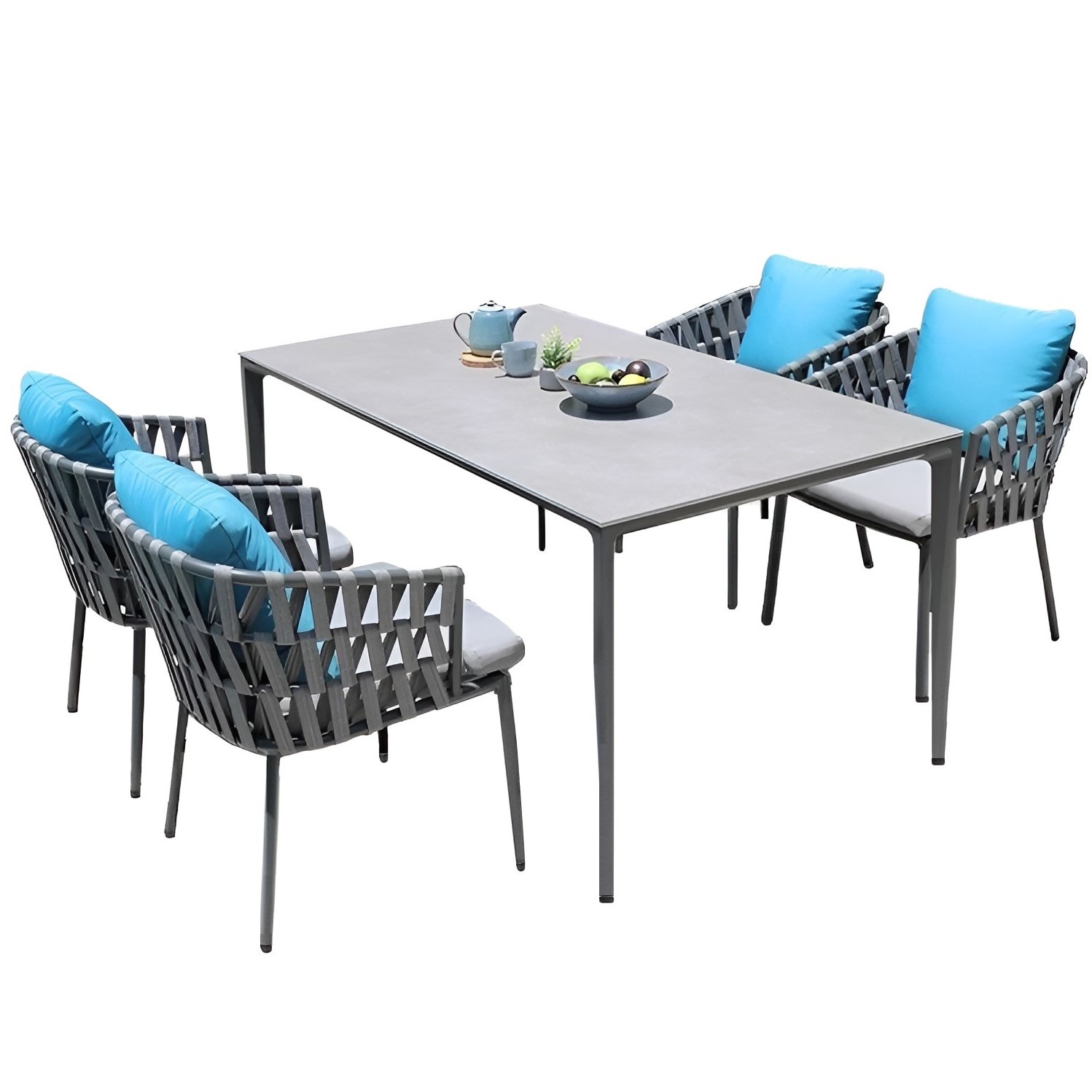 Aluminium Garden Dining Table Chair Set Outdoor Furniture Shinlin Patio Dining Set CZ015