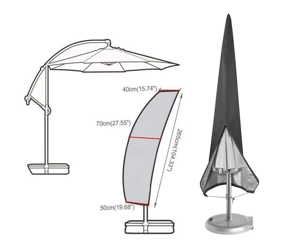 Waterproof Outdoor Offset Umbrella Covers - Garden Furniture Covers | Shinlin Patio Parasol Offset Covers FC009