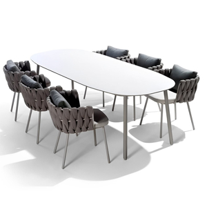 CZ001 Garden Furniture Dining Set KD Structure Outdoor Rope Weaving Dining Table and Chair Set