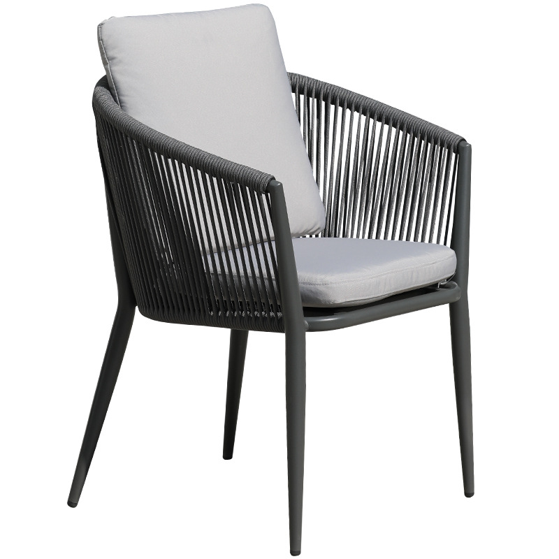 Wicker Rattan Patio Hotel Restaurant Outdoor Garden Furniture Aluminum Rope Dining Chairs CZ026